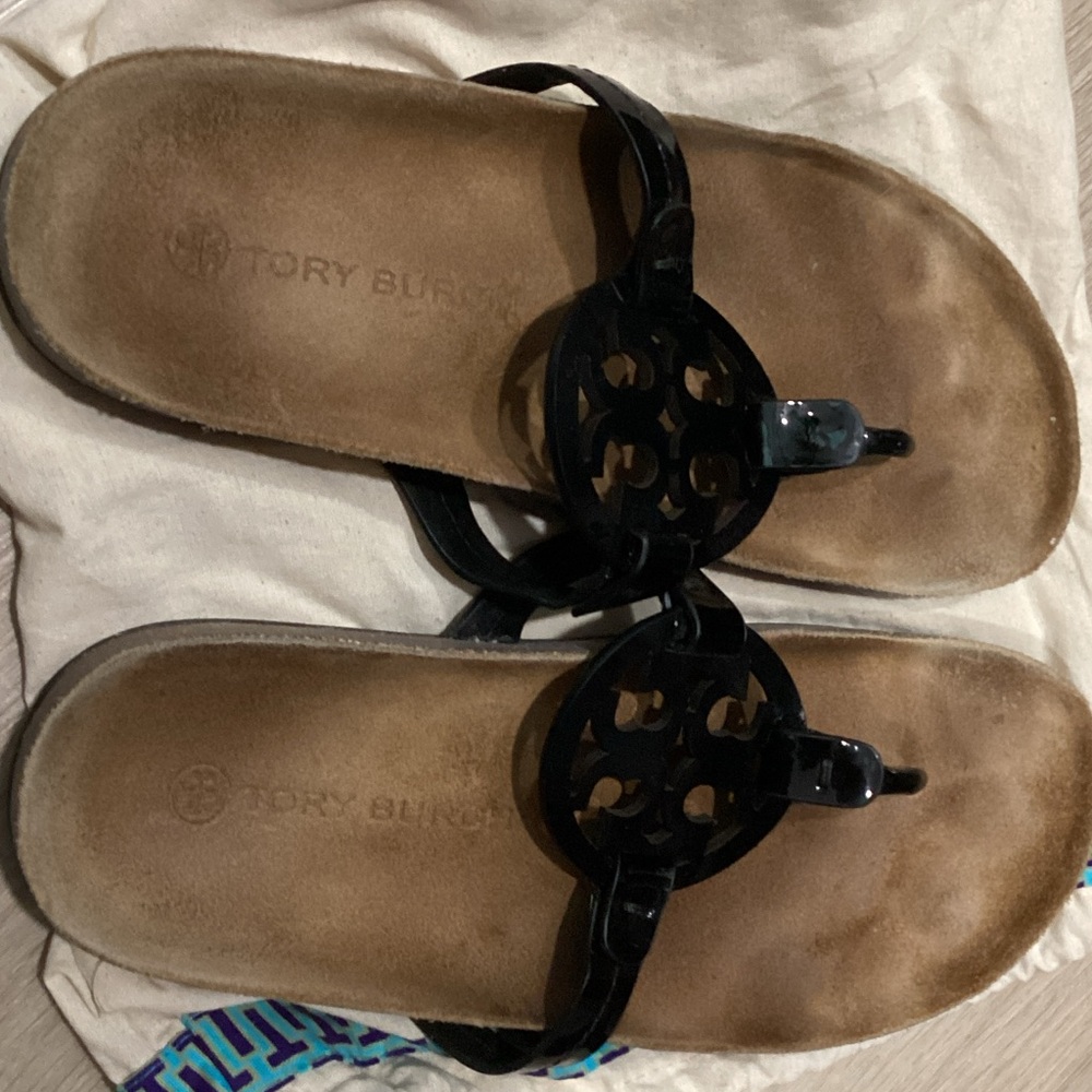Tory Burch Black and Tan Sandals